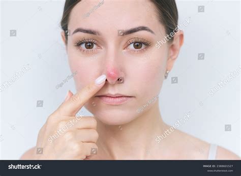 Close-up Portrait Young Dark-haired Woman Pointing Stock Photo 2388601527 | Shutterstock