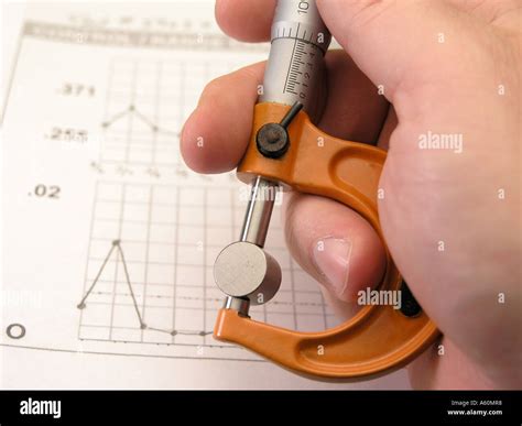 Micrometer (English units) Measuring Part with SPC Chart in Background ...