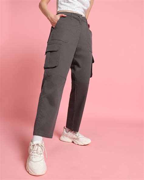 Buy Women's Grey Straight Cargo Pants Online at Bewakoof
