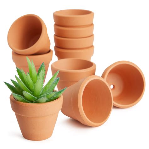 (2 pack) 10-Pack 1.5-Inch Mini Terracotta Plants Pots with Drainage ...