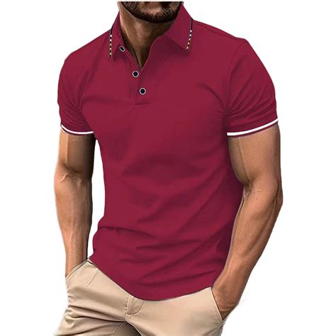 BinBiL Mens GOLF Shirts Short Sleeve Golf GOLF Button Pullover Casual ...