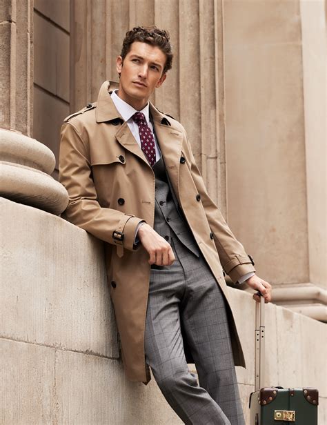 Men’s Khaki Trench Coat | Hawes & Curtis