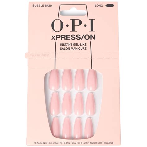 OPI xPRESS/ON Bubble Bath | Nude Pink Long Coffin Press On Nails | With Nail Glue | Long Lasting ...