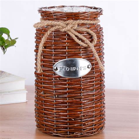 Modern Handmade Natural Wicker High Floor Vase Wic... - Vicedeal