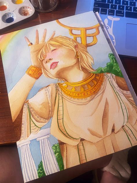 my painting of the goddess Iris from greek mythology 🌈💐 : r/Watercolor