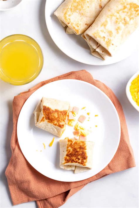 Easy Ham & Cheese Breakfast Burritos Recipe | All Things Mamma