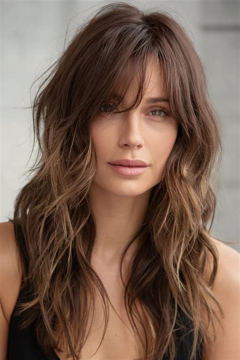 29 long layered hair with curtain bangs styles that turn heads