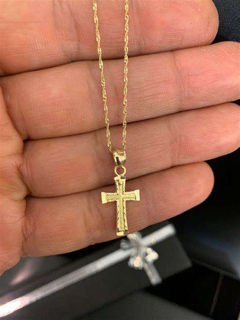 10k Gold Cross Pendant, 10K Gold Chain Options, Jesus Cross Solid ...