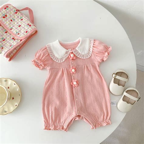 Baby Girls Flower Rompers - Pink / 90cm | Baby girl outfits newborn ...