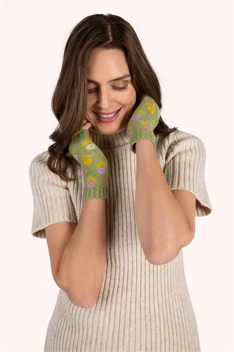 Powder Willow Ditsy Wrist Warmers Sage - Gifted Boston Spa