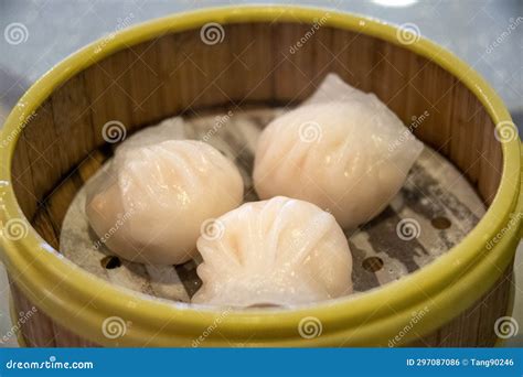 Steamed Shrimp Dumplings at Chinese Dim Sum Stock Photo - Image of ...