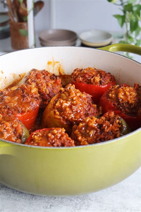 Meat & Rice Stuffed Peppers - Something Nutritious
