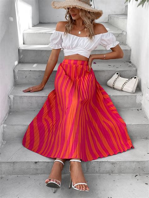 SHEIN VCAY High Waist Pleated Skirt | SHEIN USA