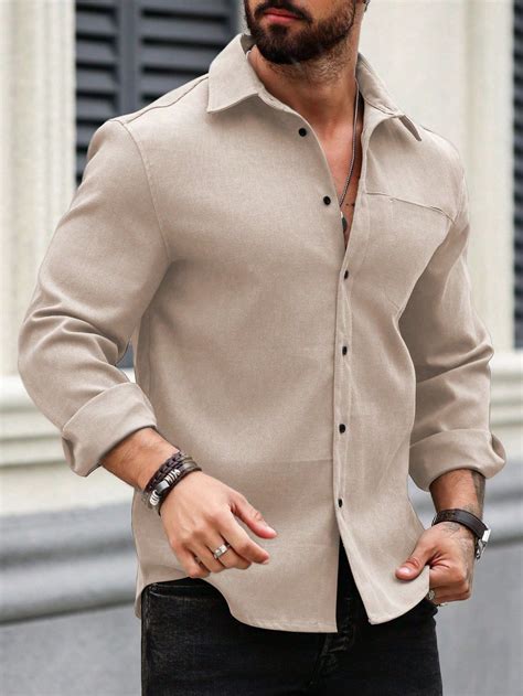 Manfinity Homme Men Spring Casual Solid Color Long Sleeve Shirt in 2025 ...