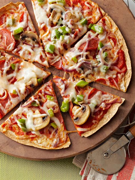 Pepperoni and Vegetable Tortilla Pizza Recipe