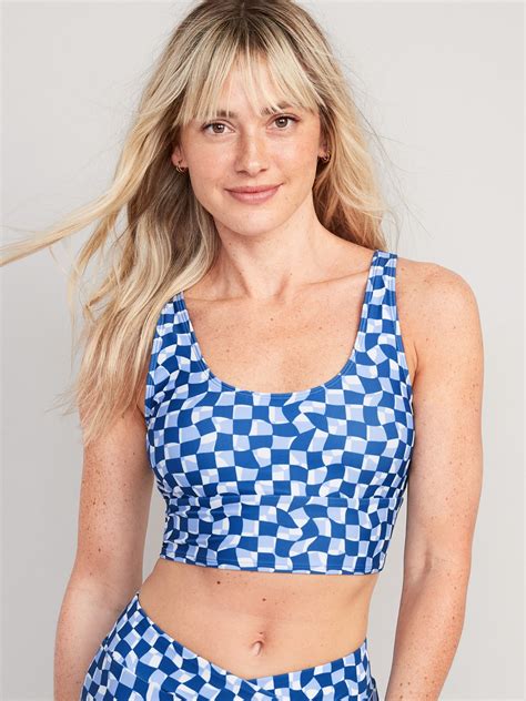 Old Navy - Matching Scoop-Neck Longline Bikini Swim Top for Women blue
