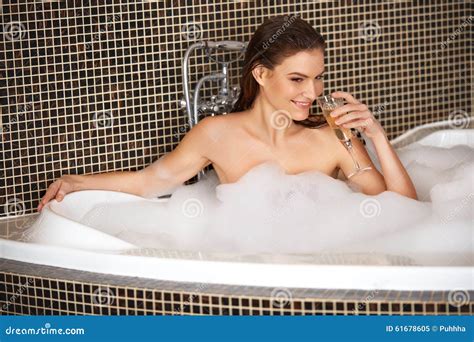 Beautiful Woman Takes Bubble Bath. Stock Image - Image of rose, bathtub ...