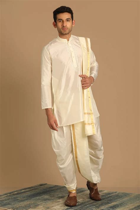 Kurta Pajama for Men - Buy Traditional South White Dhoti Set Online ...