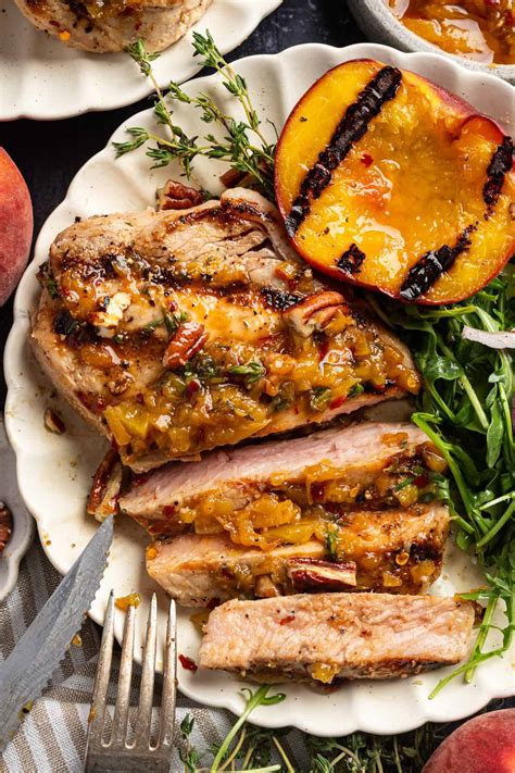 Glazed Pork Chops with Peaches and Bourbon Glaze - Julia's Album