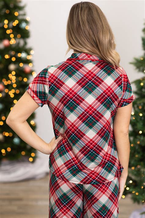 Emerald Green and Red Plaid Pajama Top · Filly Flair