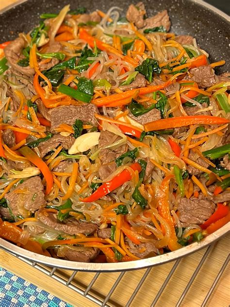 Japchae – Korean Stir-Fried Beef Vegetables and Sweet Potato Glass ...