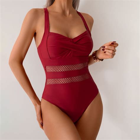 Swimsuit One Shoulder Bathing Suits For Women Full Coverage Cutout Mesh ...