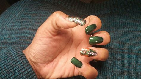 Green Glitter Bling | Nail jewels, Nails, Nail designs