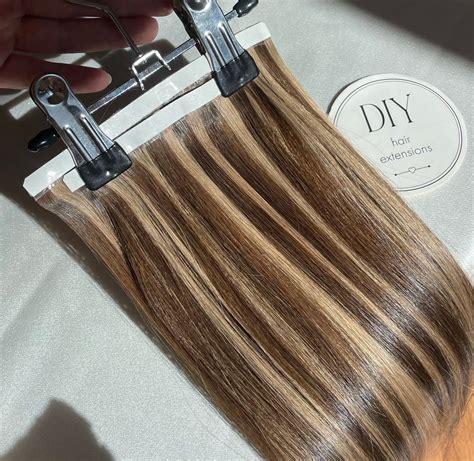Beige/Brown Straight Highlights DIY Hair Extensions Home Kit