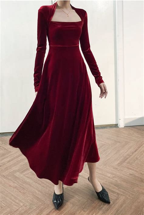 Velvet Dress for Women, Bridesmaid Dress, Fall Winter Custom Long ...