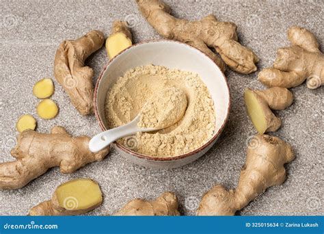 Ginger Powder, Ground Ginger Root, Top View. Stock Photo - Image of ...