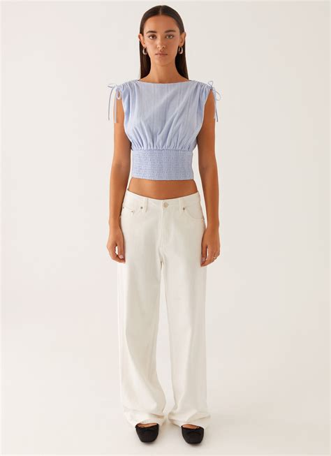 Leni Shirred Top - Pale Blue – Peppermayo