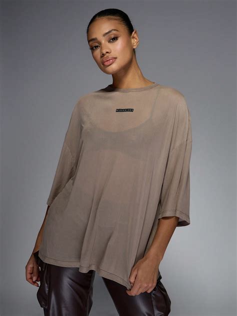 Street Logo Label Mesh Drop Shoulder Oversized Tee｜MISSGUIDED