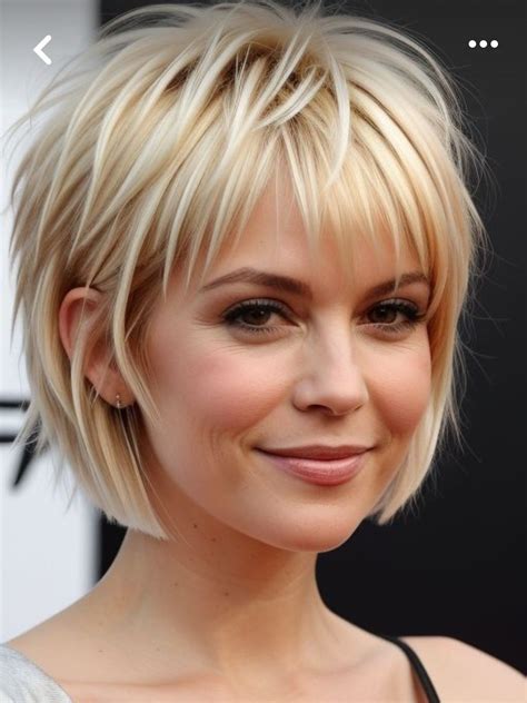 Short wispy bob haircuts | Fine short hair with bangs, Blonde layered ...
