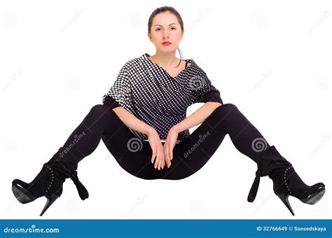 Girl Posing with His Legs Apart Stock Image - Image of garment, foot: 32766649