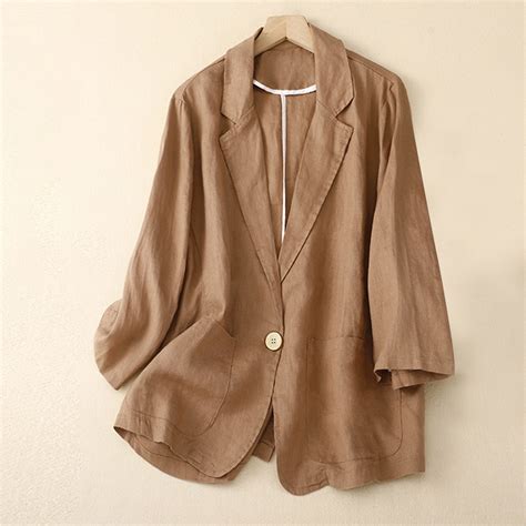 Meichang Cotton Linen Jacket Blazer Women Suit Jackets for Work ...