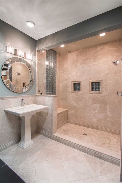 Cream Colored Tile Bathroom