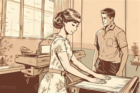 Anime Cute young girl masseuse at massage parlor, manga style ...