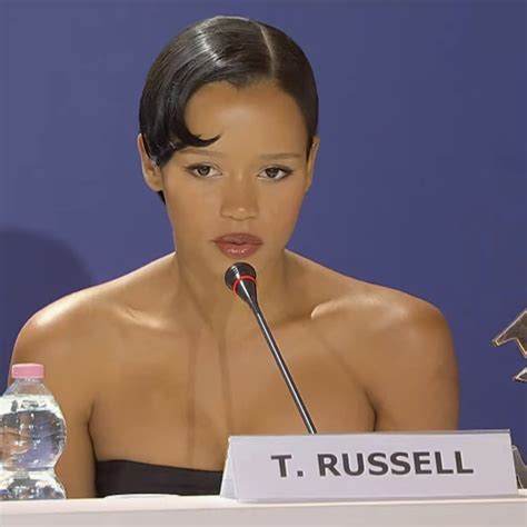 taylor russell at the 'bones and all' press conference in venice en ...