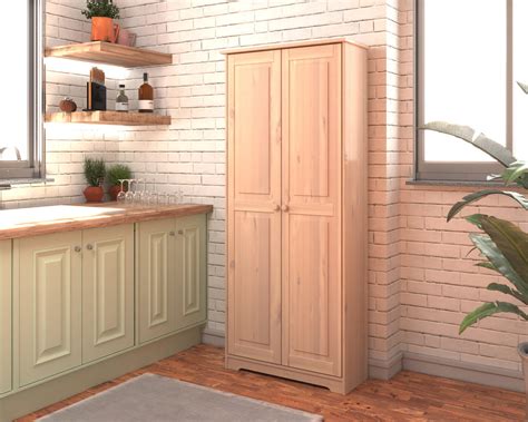 Solid Wood Pantry Storage Cabinet, Freestanding Kitchen Cupboard ...