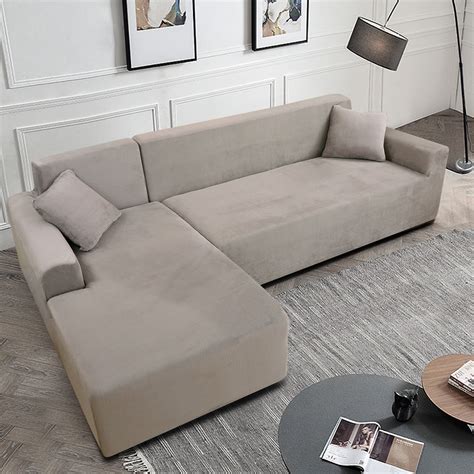 Latitude Run® Thick Velvet L-Shaped Sofa Cover - Sectional Sofa Cover ...