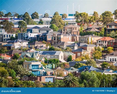 View of Residential Houses in Melbourne`s Suburb on a Hill. City of ...