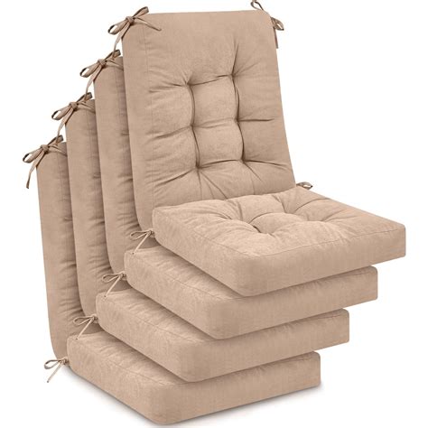 4 Set Outdoor Patio Chair Cushions Seat Back Tufted Pillow Replacement ...