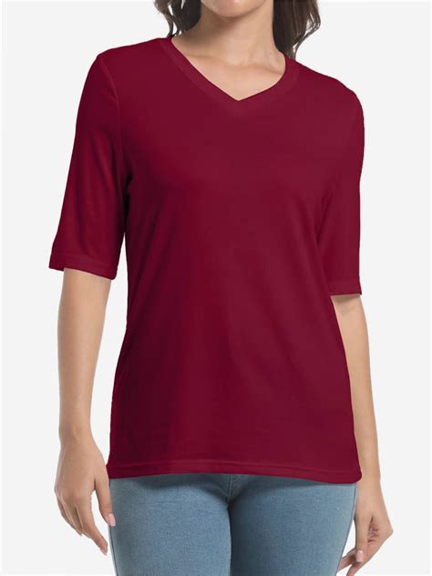 Women's V Neck Basic Summer Casual Elbow Length T Shirts - Walmart.com