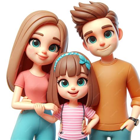 Premium Photo | Happy 3D Cartoon Family of Three Posing Together
