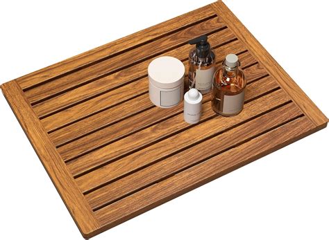 Amazon.com: Teak Shower Mat, 24"x18" Wood Non-Slip Bathroom Teak Bath ...