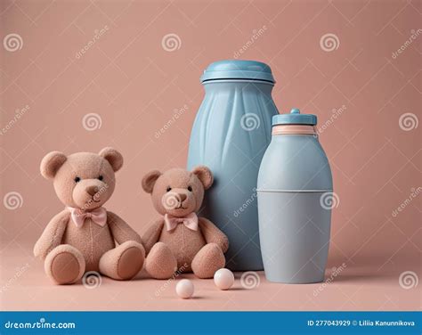 Flat Lay with Baby Sleep Accessories with Milk Bottles, Pacifier ...