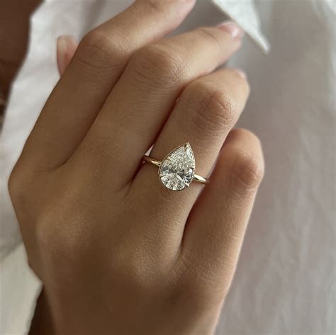2 Carat Pear Lab Grown Diamond Ring / Double Edge Halo / Pear Cut Lab ...