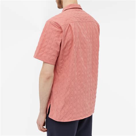 Gitman Vintage Japanese Ripple Jacquard Camp Collar Shirt Red | END.