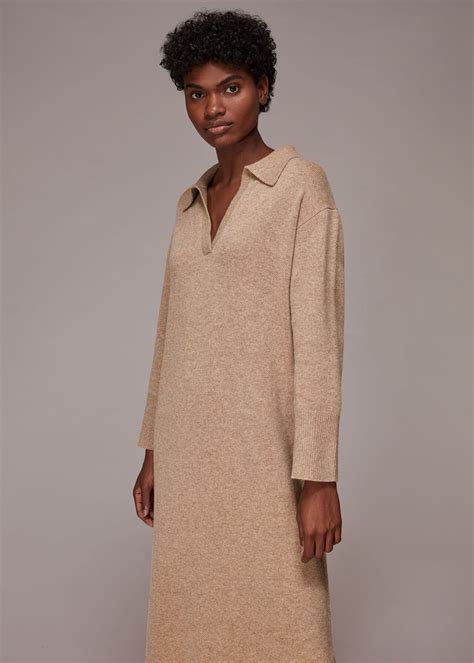 Oatmeal Collar Midi Knit Dress | WHISTLES