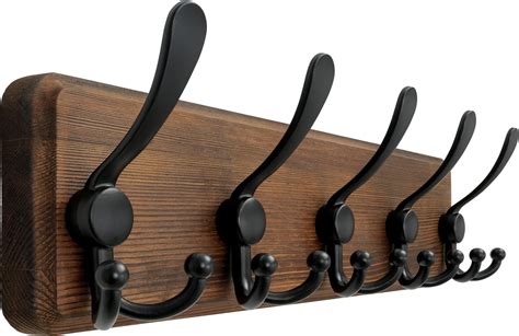 PHINGEER Wall Mounted Coat Hooks, Wooden Heavy Duty Coat Rack for Wall ...